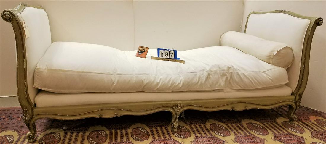 FR. PTD. + PARCEL GILT FRAME DAY BED, 33.5"H X 7'W X (1 of 4)