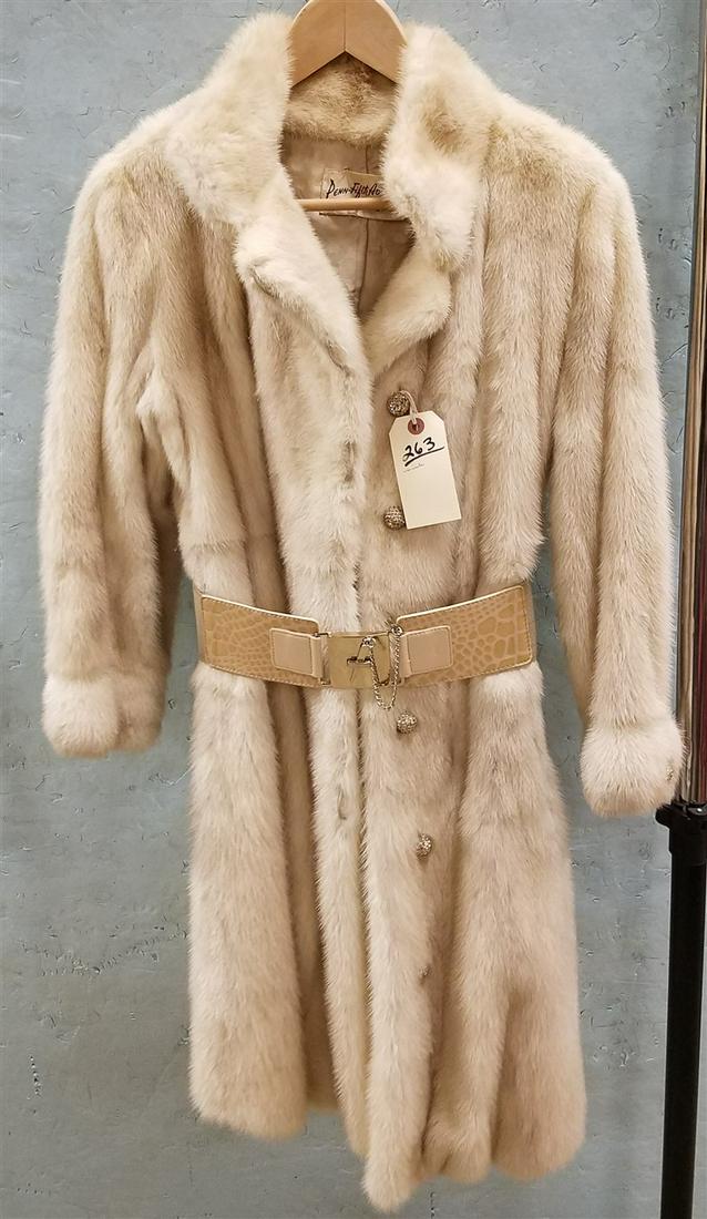 WHITE MINK COAT W/ BELT (1 of 5)