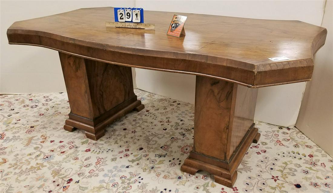 DECO WALNUT DOUBLE PED. DINING TABLE, 30.5"H X 6'L X (1 of 3)