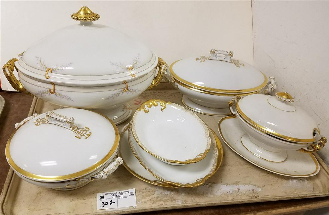 TRAY 46pc. LIMOGES + CFH PORCELAIN SERVING PIECES, (1 of 2)