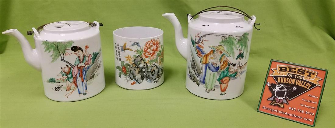 TRAY LATE 19th c. REPUBLIC PORCELAIN TEA POTS + (1 of 6)