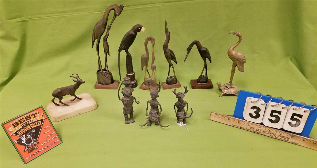 TRAY 5 AFRICAN CARVED HORN BIRD FIGURINES, 3 AFRICAN (1 of 6)