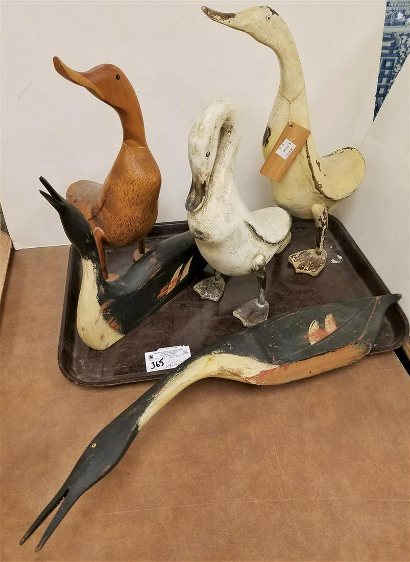 TRAY WOOD FOLK ART DUCKS, 17.5", 16.5" + 14.5" + 2 LOON (1 of 2)