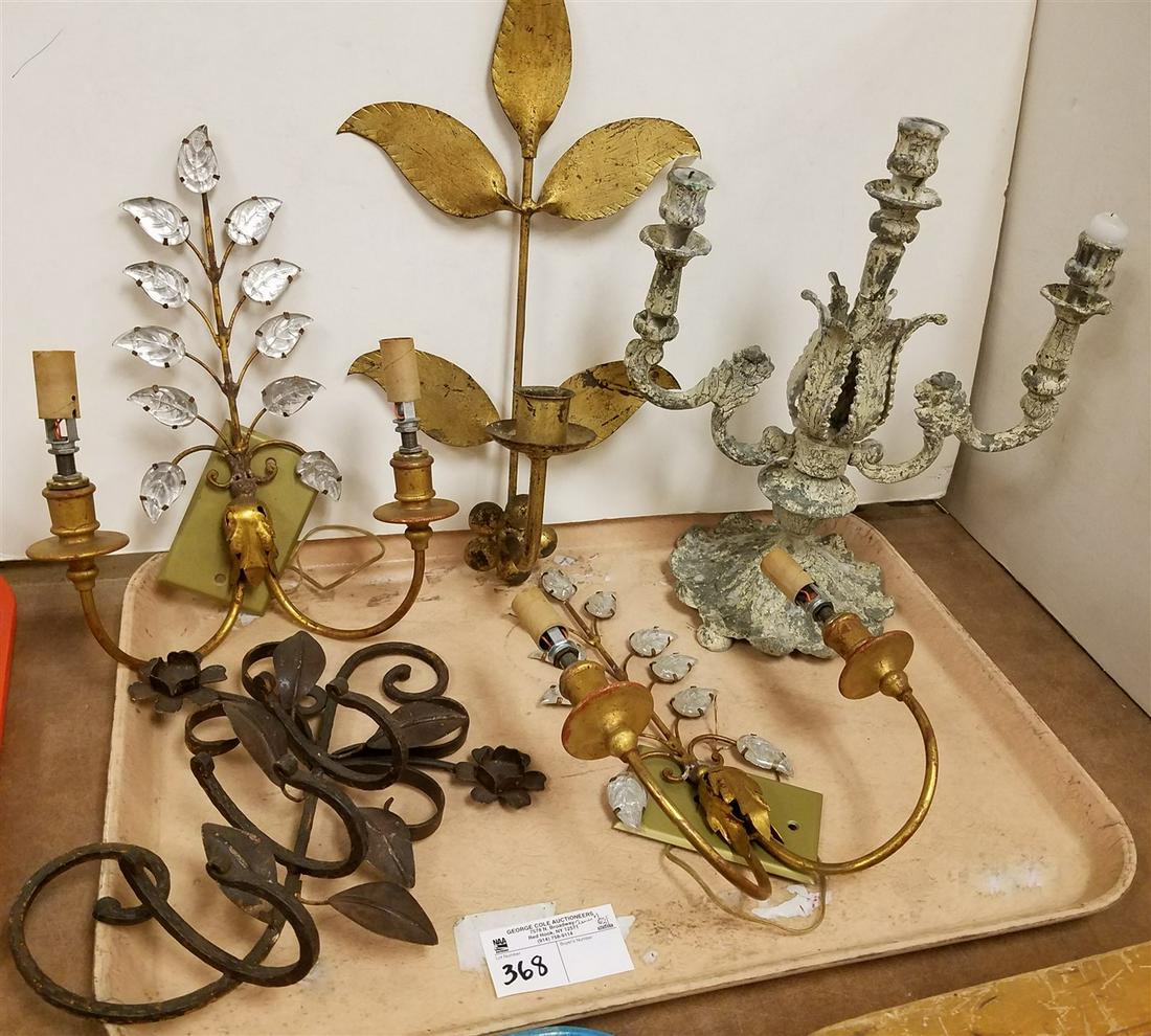 TRAY LIGHTING-14" METAL CANDELABRA, PR. GILTWOOD + (1 of 2)