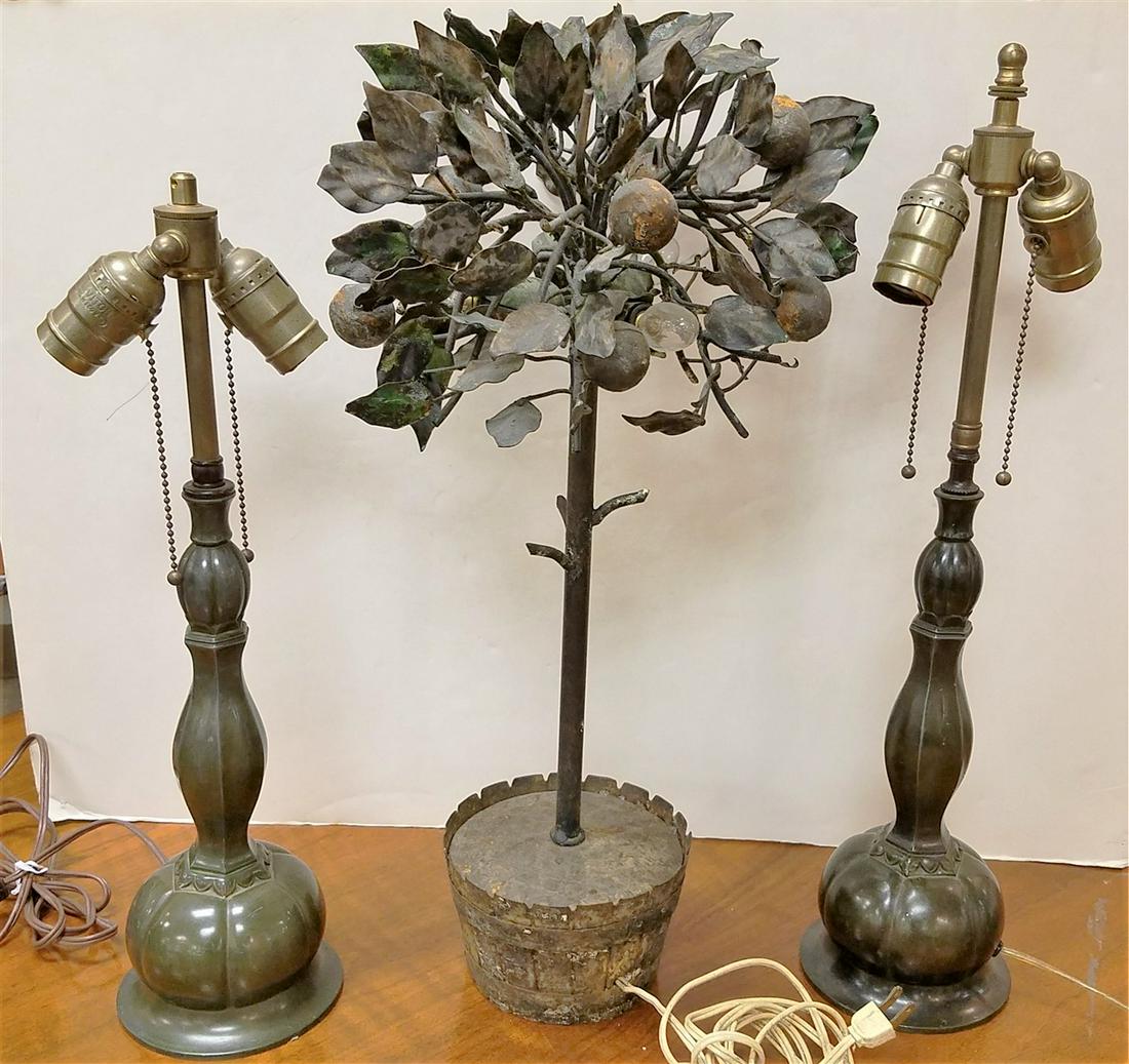 LOT OF 3 TABLE LAMPS-WROUGHT ORANGE TREE 21.5", + PR. (1 of 1)