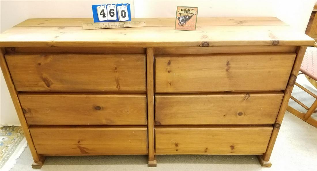 PINE 6 DRAWER CHEST, 29.5"H X 55"W X 16.5"D (1 of 1)