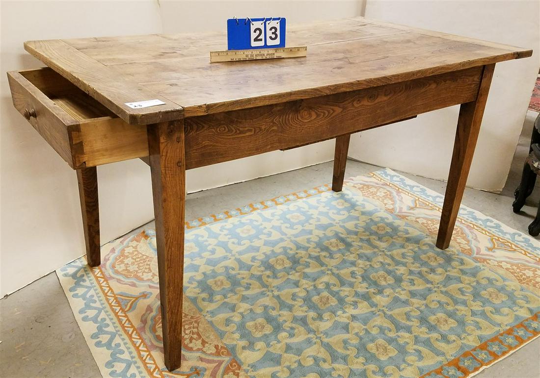 PRIM. ELM WOOD 1 DRAW KITCHEN WORK TABLE W/ SLIDING TOP (1 of 6)