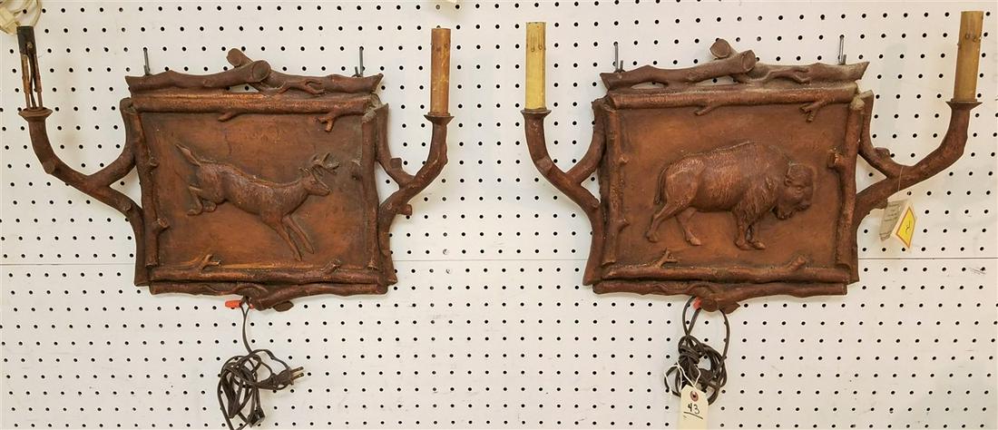 PR. FIBERGLASS 2 LIGHT SCONCES, 15"H X 21"W, MADE BY (1 of 1)