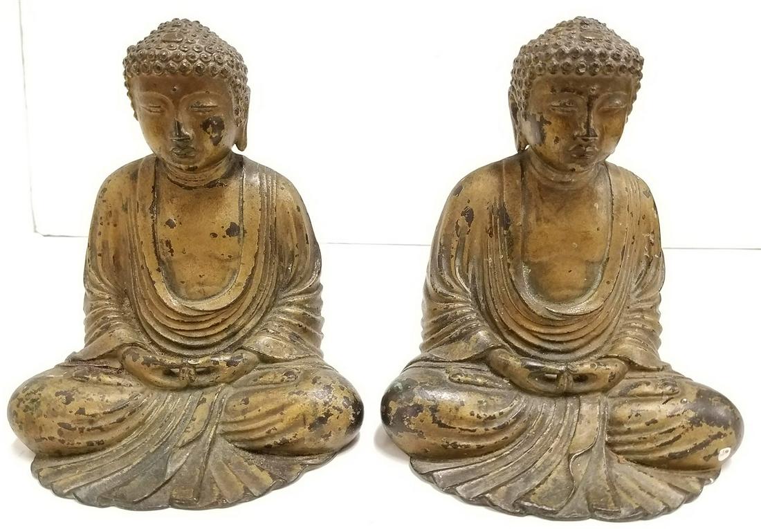 PR. BRONZE BUDDHA BOOK ENDS, 6"H X 5"W (1 of 2)