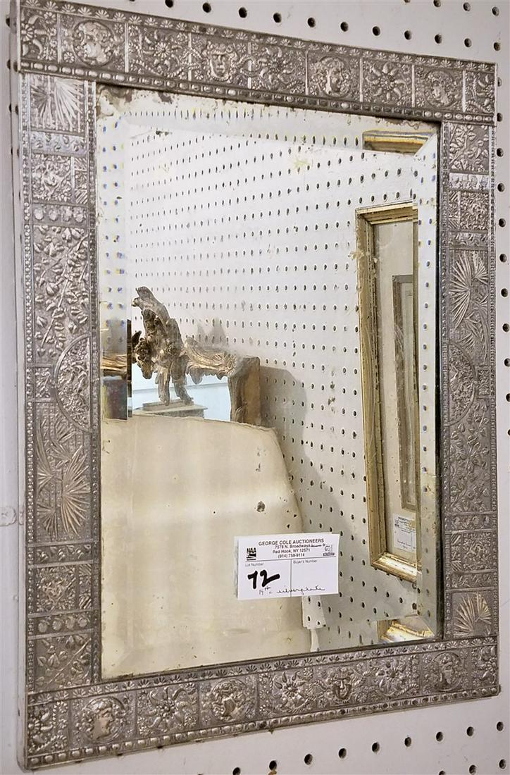 19th c. SILVERPLATE FRAMED BEVELLED MIRROR, 17" X 13" (1 of 1)