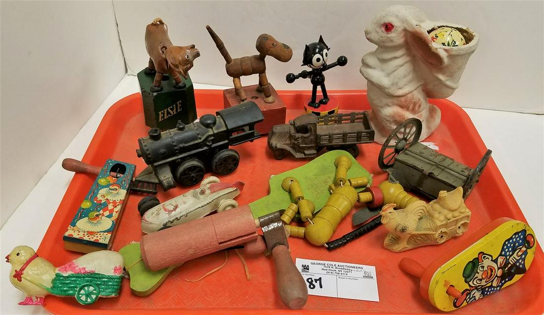 TRAY TOYS-PAPER MACHE RABBIT CANDY CONTAINER 6", WOODEN (1 of 1)