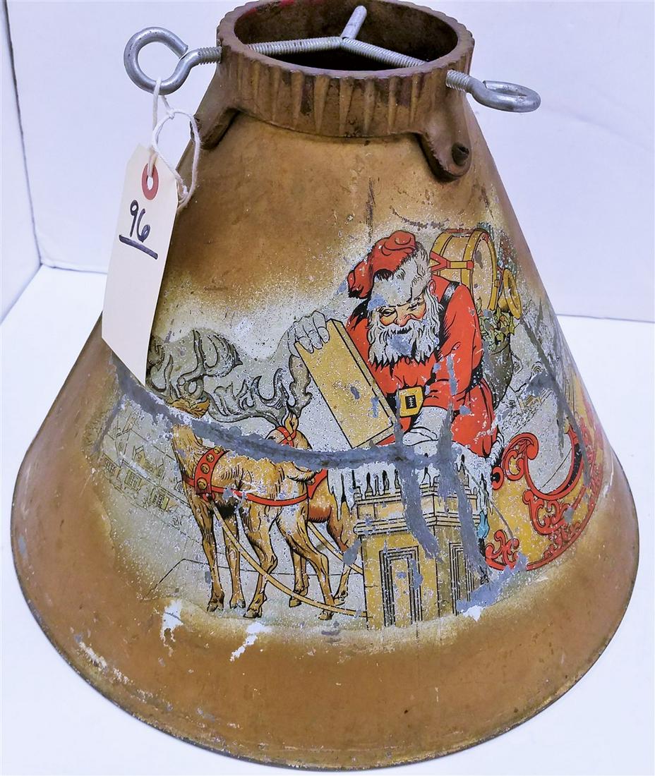 TIN VINTAGE CHRISTMAS TREE STAND, 9.5"H X 14.25" DIAM. (1 of 3)