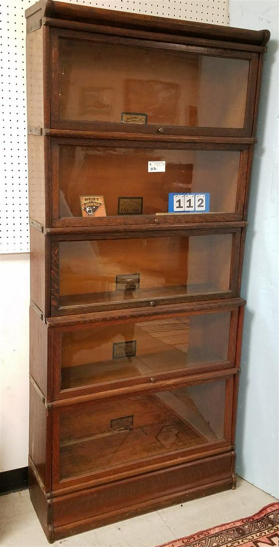 5 SECTION VINTAGE GLOBE-WERNICKE OAK STACKABLE DELUXE (1 of 3)