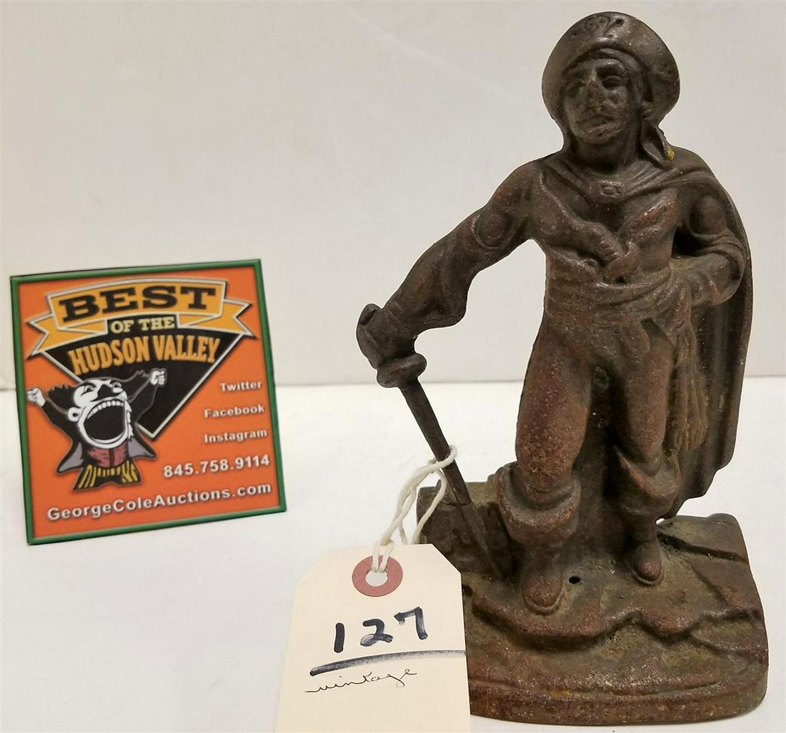 VINTAGE CAST IRON DOOR STOP, PIRATE, 7"H X 4"W (1 of 2)