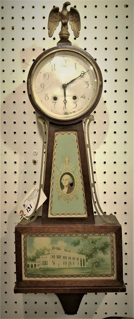 SETH THOMAS BANJO CLOCK, 28"H X 9.75"W (1 of 2)