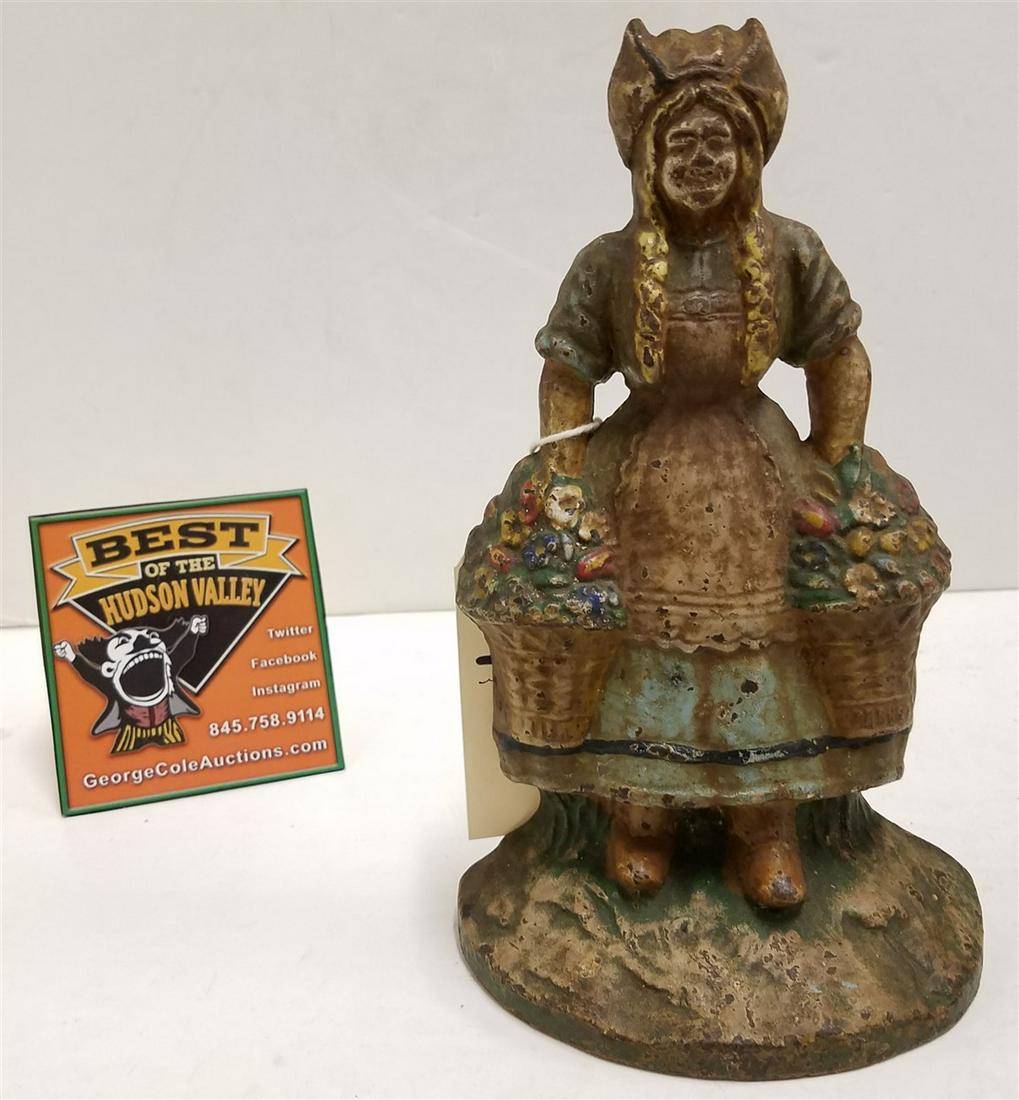 VINTAGE CAST IRON DOOR STOP, DUTCH GIRL, HUBLEY, 9.25"H (1 of 2)