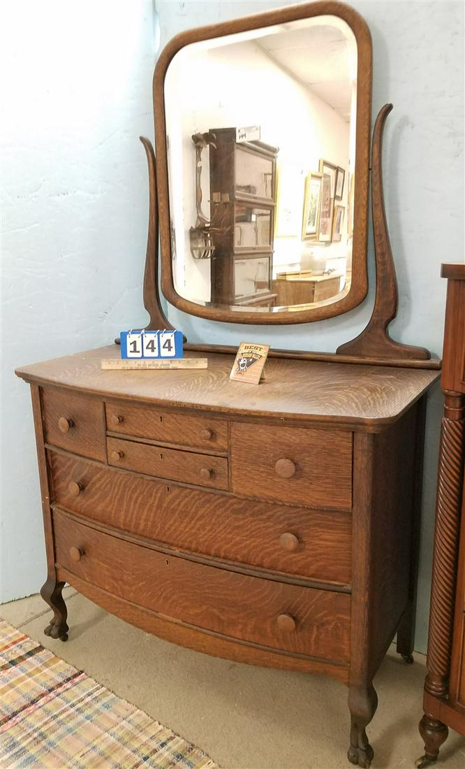 OAK 6 DRAWER DRESSER, 71"H X 43"W X 22"D W/ VICT. SIDE (1 of 3)