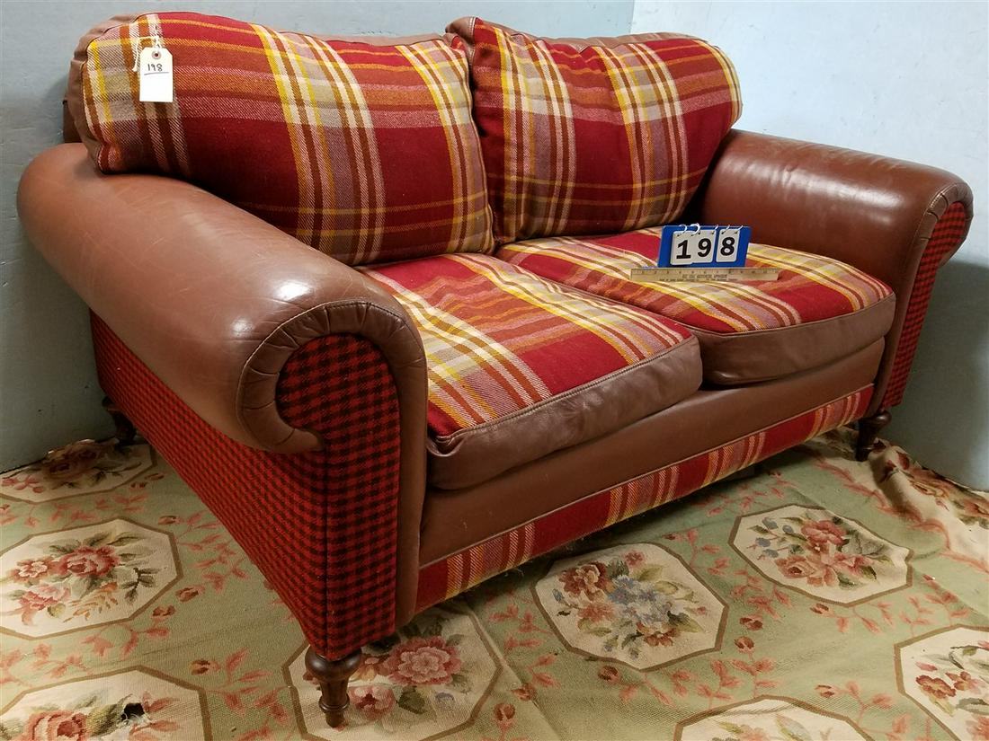 LEATHER + WOOL PLAID SETTEE, 5'6" (1 of 5)