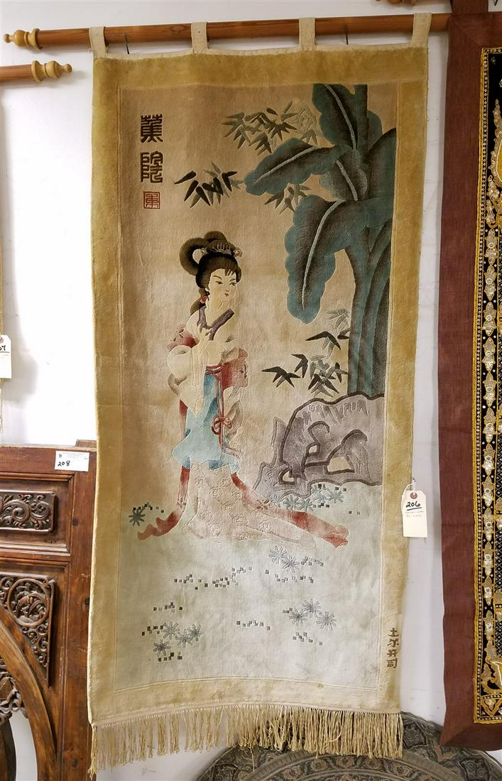 CHINESE SILK WALL HANGING, 55" X 27.5" (1 of 1)
