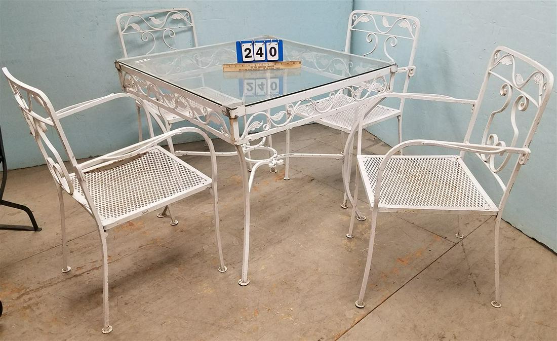 WROUGHT PATIO TABLE, 32" SQ. W 4 ARM CHAIRS (1 of 1)