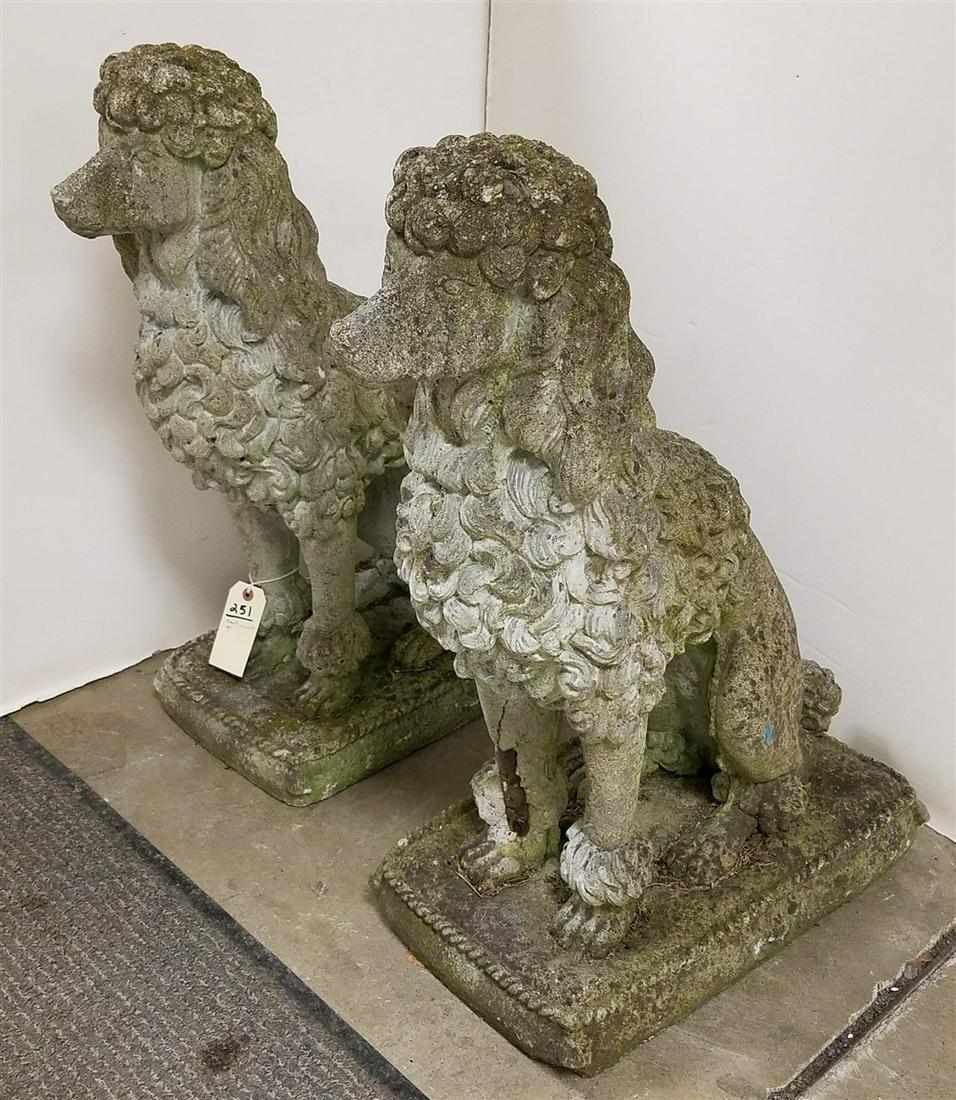 PR. CAST CEMENT SEATED POODLES, 28" (1 of 4)