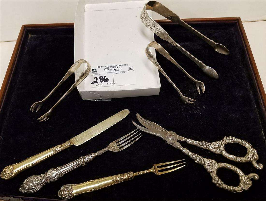 LOT STERL. 3 SUGAR TONGS 3.15 OZT, STERL. HANDLED GRAPE (1 of 3)