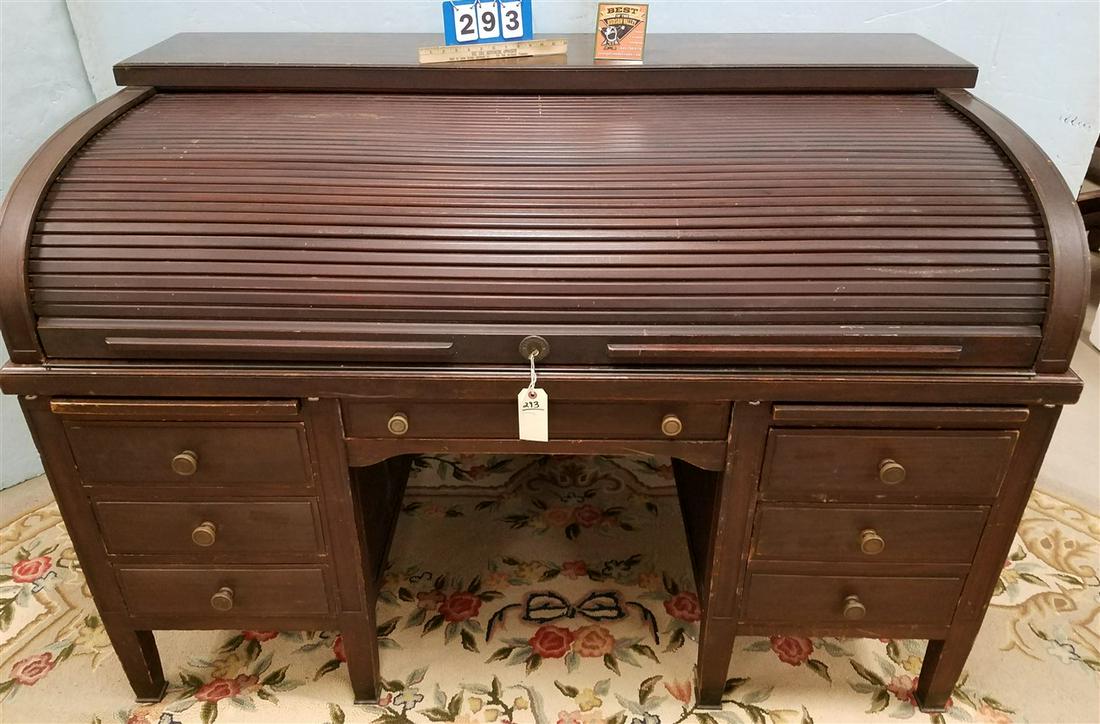 T.G. SELFEW FULTON ST, NYC MAHOG. C. ROLL TOP DESK, (1 of 10)