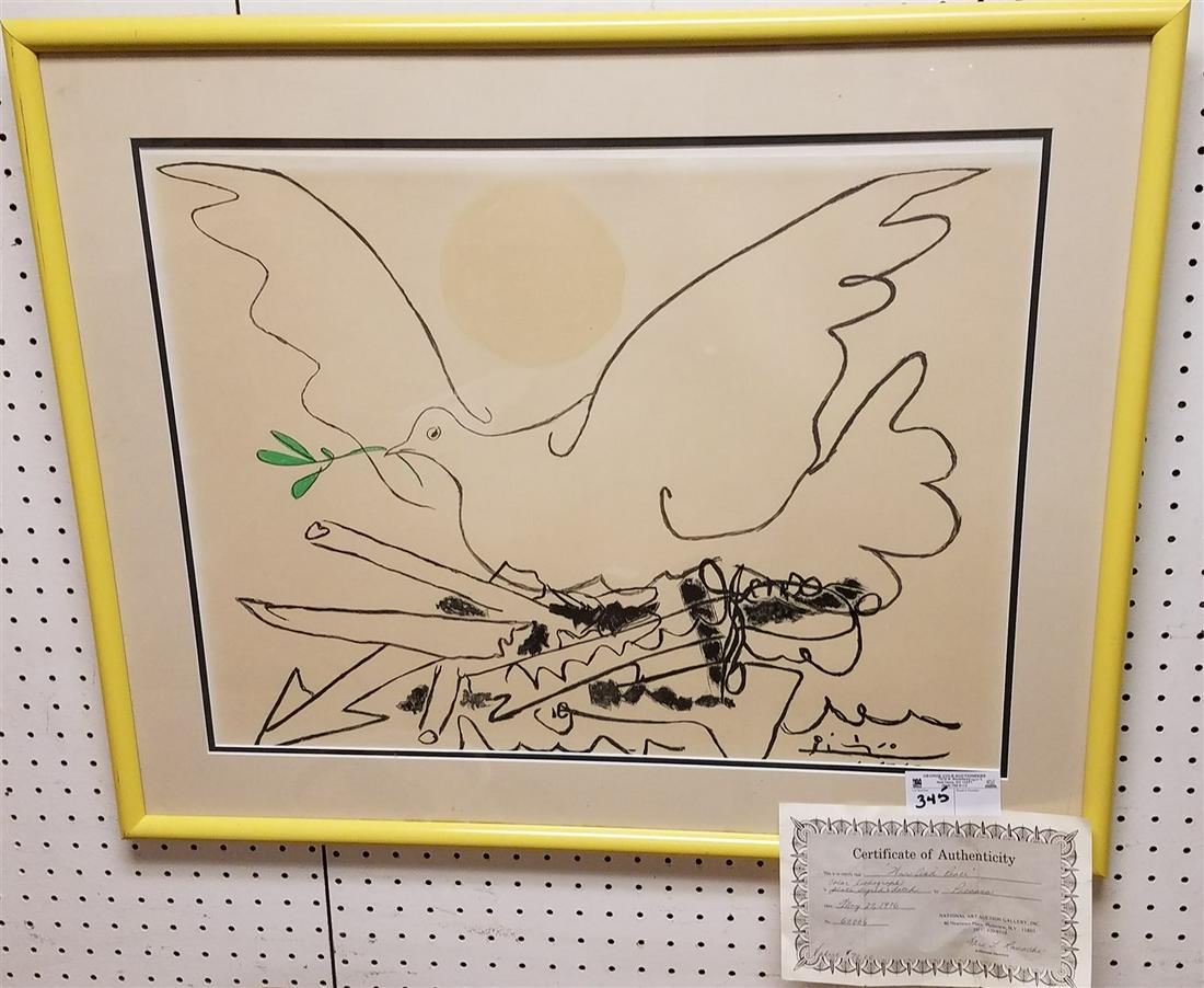 FRAMED LITHO, "WAR & PEACE" SGND, IN PLATE, PICASSO (1 of 3)