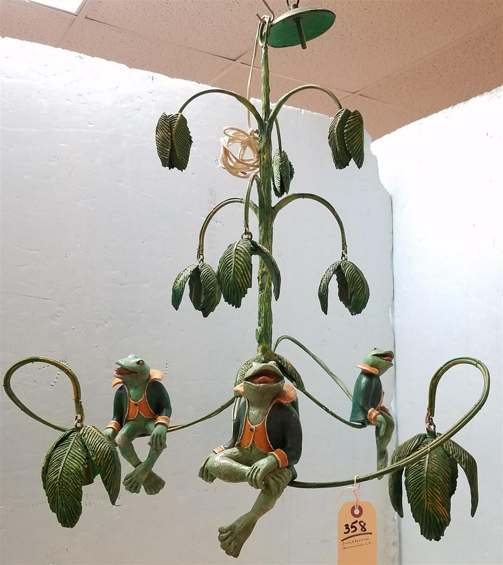 WROUGHT + COMPOSITE CHANDELIER W/ FROGS, MADE BY (1 of 3)