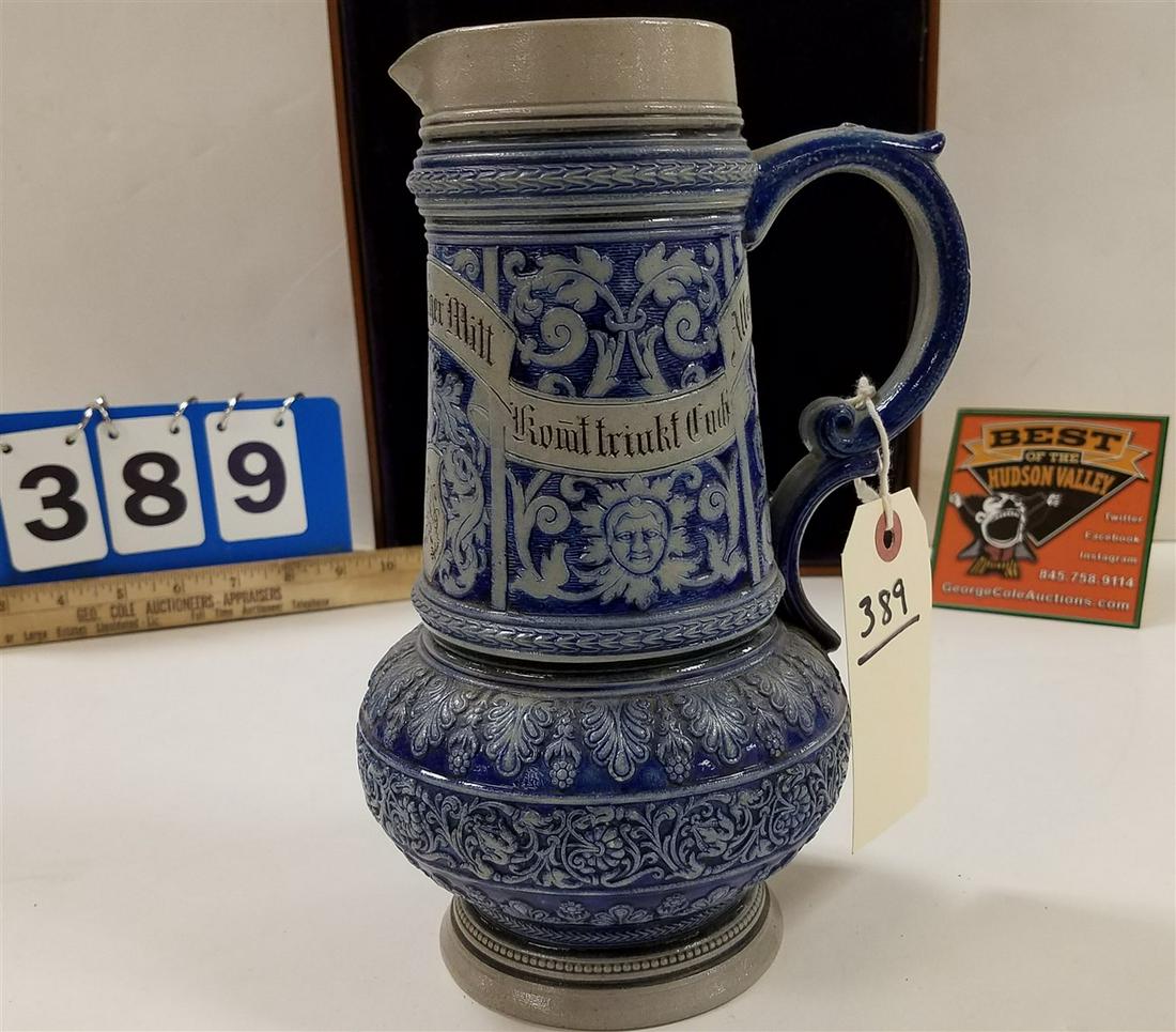 GERMAN SALT GLAZE PITCHER, 9.5" (1 of 10)