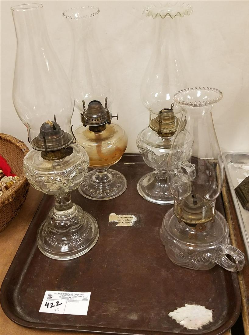 TRAY 19th c. OIL LAMPS (1 of 3)