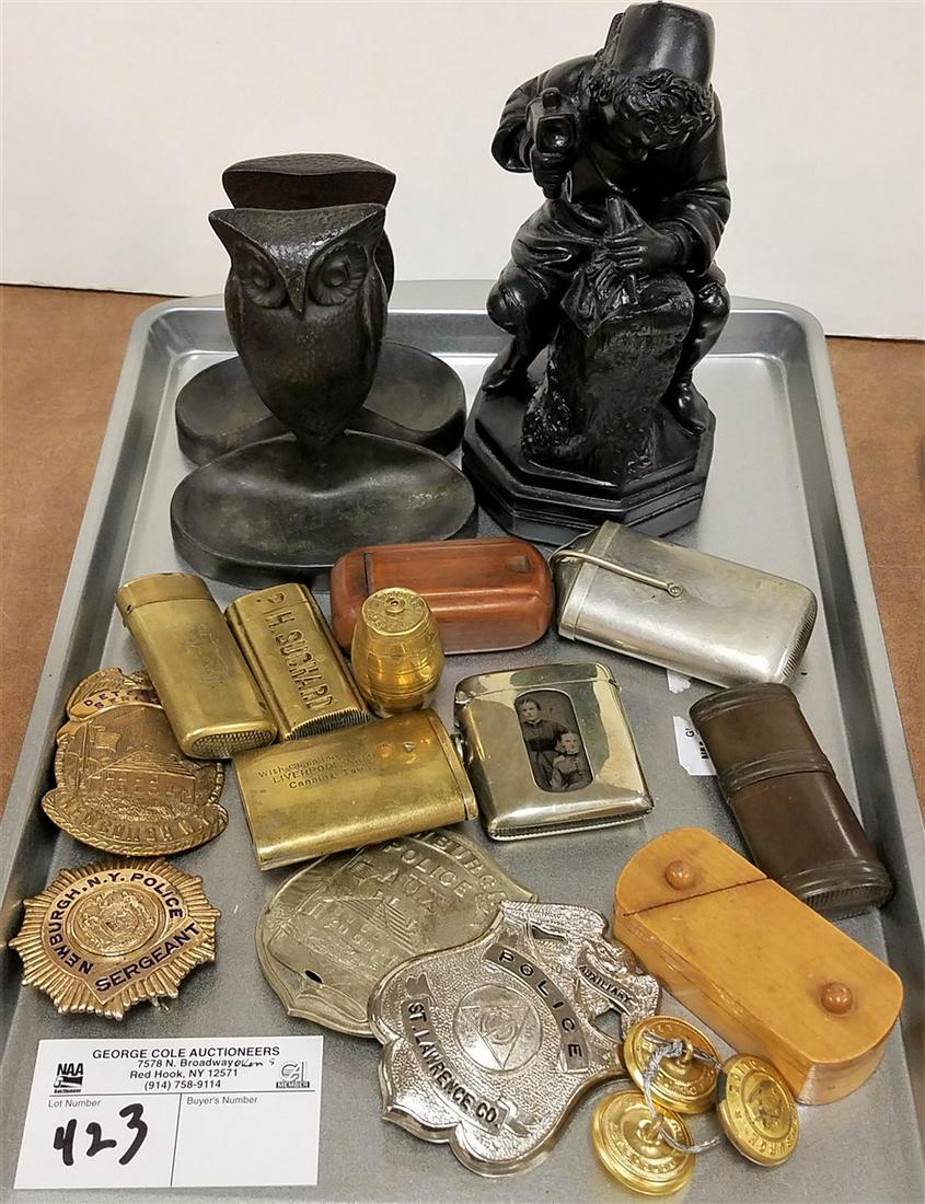 TRAY MATCH SAFES, POLICE BADGES, OWL WALLET + CHANGE (1 of 1)