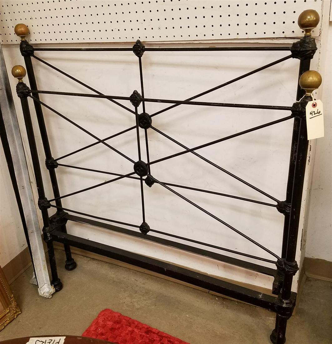 CAST IRON + BRASS SINGLE BED (1 of 2)
