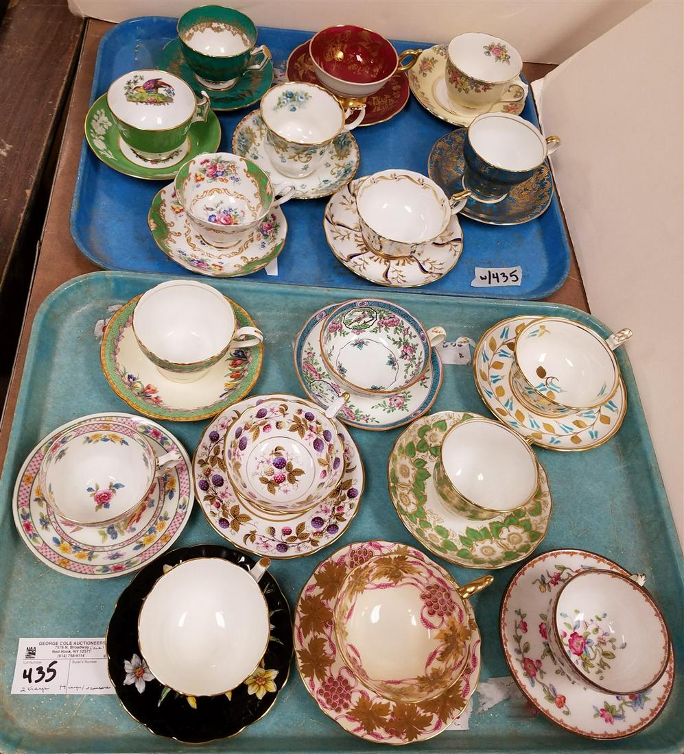2 TRAYS/ 17 CUPS/SAUCERS, COALPORT, ROYAL STAFFORD, (1 of 1)