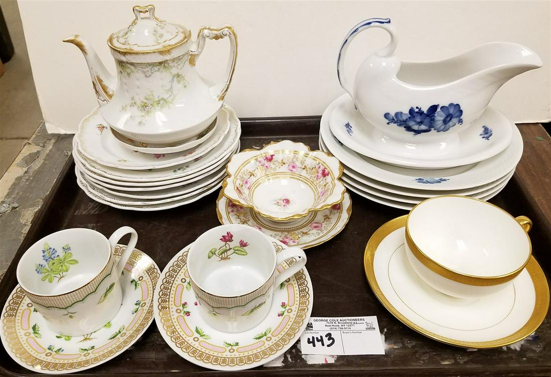 TRAY/ 7 DONATH PORCELAIN PLATES, LIMOGES TEA POT, ETC., (1 of 1)
