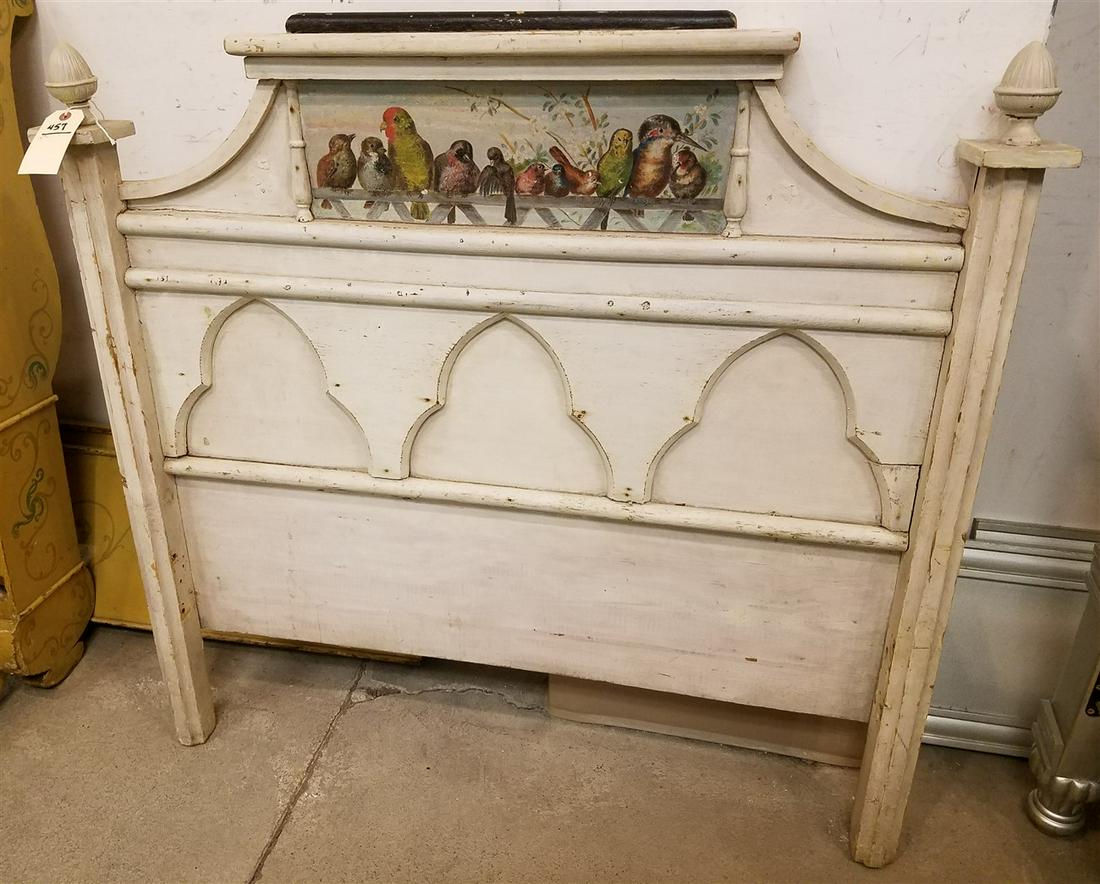 19th c. PTD. SINGLE HEADBOARD, 39.5"H X 42"W (1 of 2)