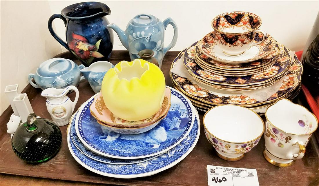 TRAY/ 14PC. ROYAL ALBERT PLATES, MOORCROFT PITCHER 6", (1 of 2)