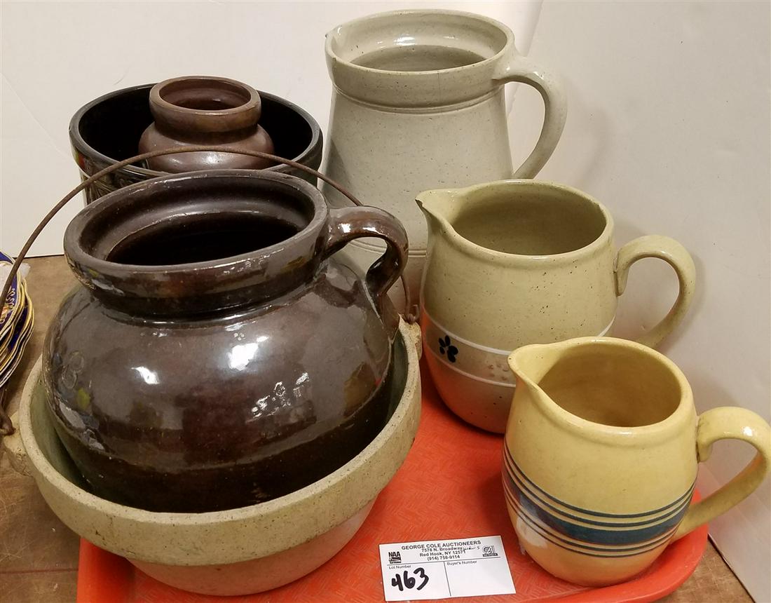 TRAY/ STONEWARE PITCHERS. BOWL, ETC. (1 of 1)