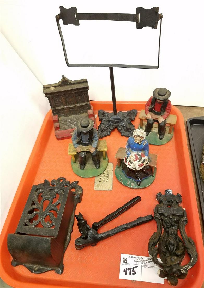 TRAY/ CAST IRON BOOK ENDS, NUT CRACKERS, ETC. (1 of 3)