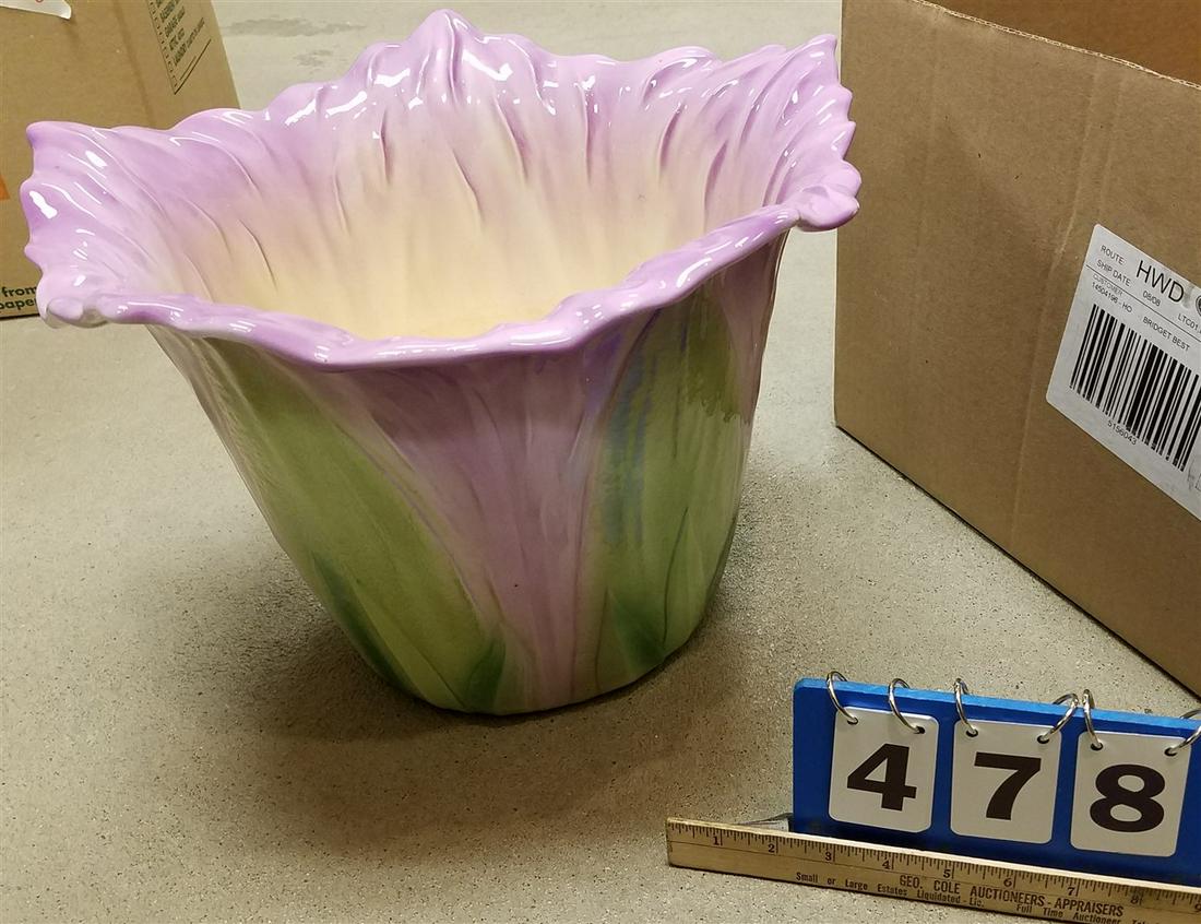 BOX/ 12 SOUP CUPS, CERAMIC JARDINIER 11.5"H X 16" DIAM. (1 of 5)