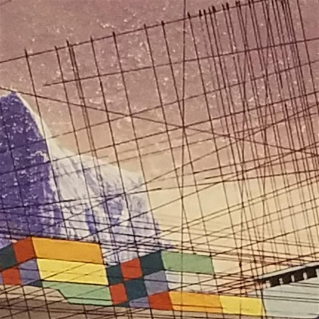 FRAMED ABSTRACT PRINT ON WOOD, 18" SQ. (1 of 2)