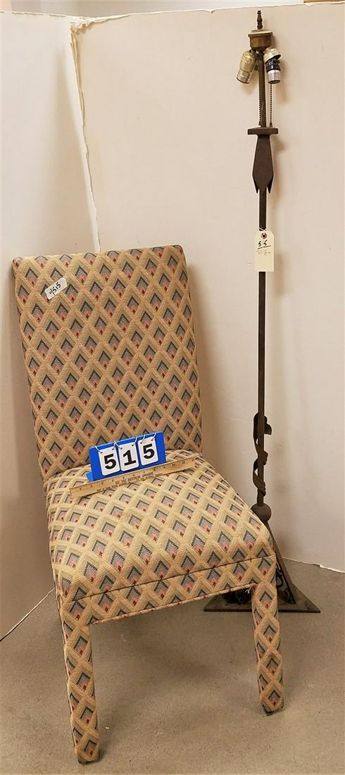 UPHOLS. CHAIR + DECO METAL FLOOR LAMP (1 of 4)