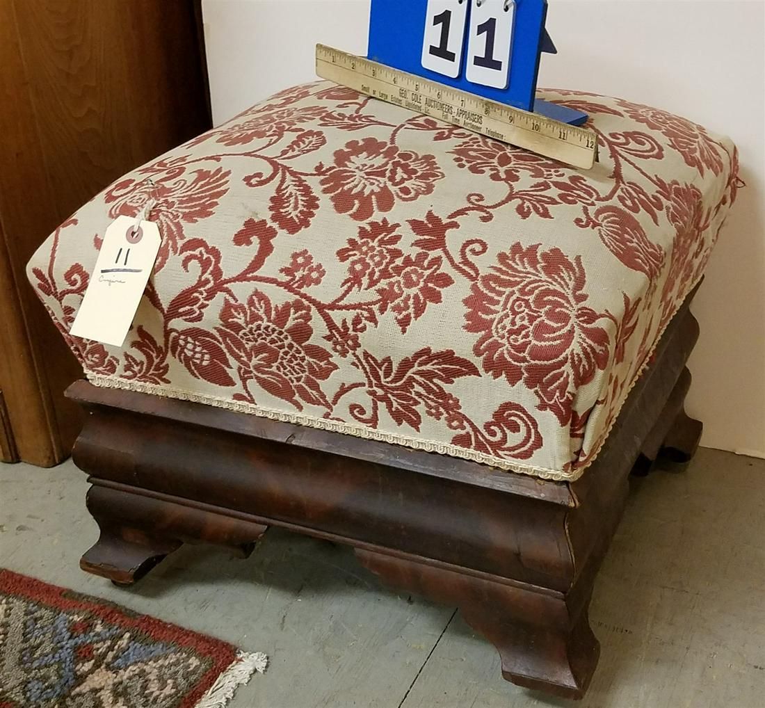EMPIRE MAHOG, FOOT STOOL, 15"H X 18"W X 15.5"D (1 of 2)