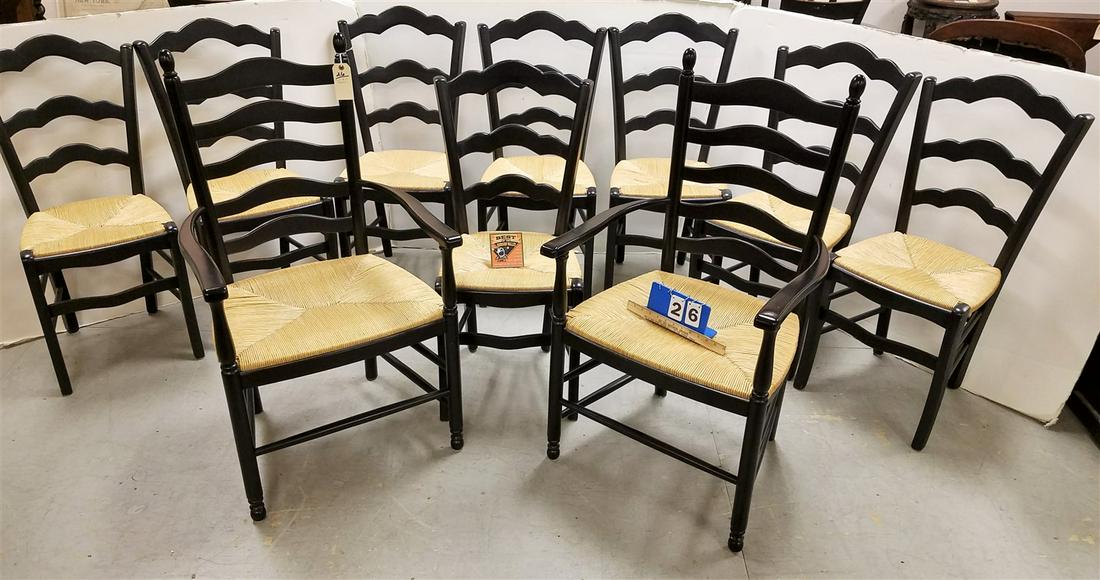 SET 10 ITALIAN EBONIZED LADDER BACK DINING CHAIRS (1 of 6)