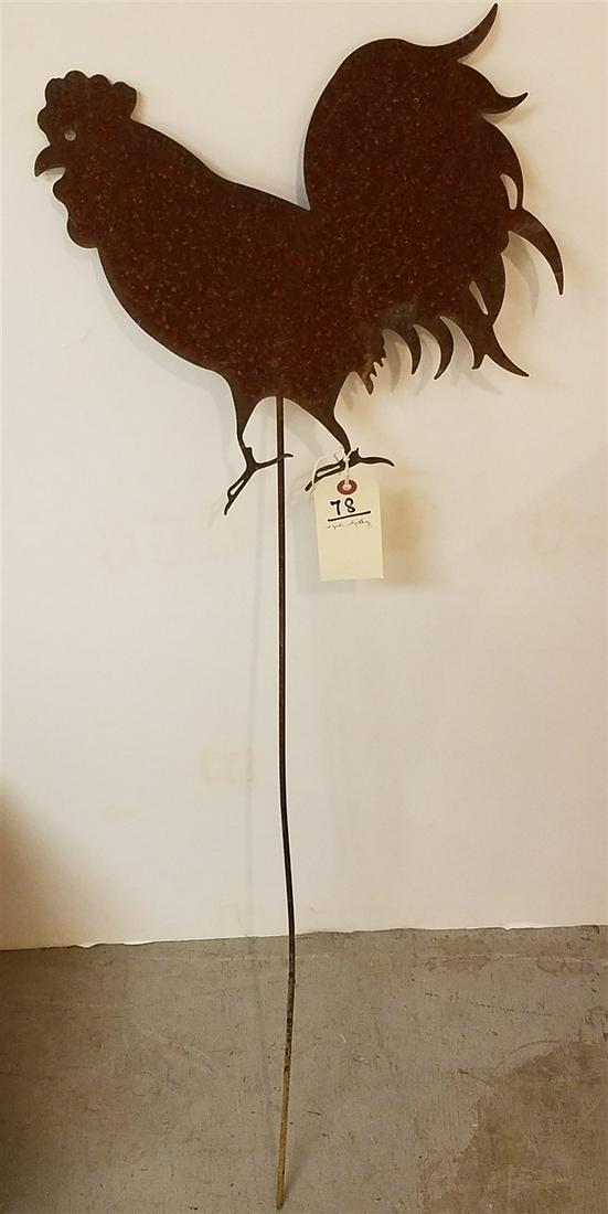 FOLK ART METAL CHICKEN SILHOUETTE, SGND. KATHY, 37.5" X (1 of 2)