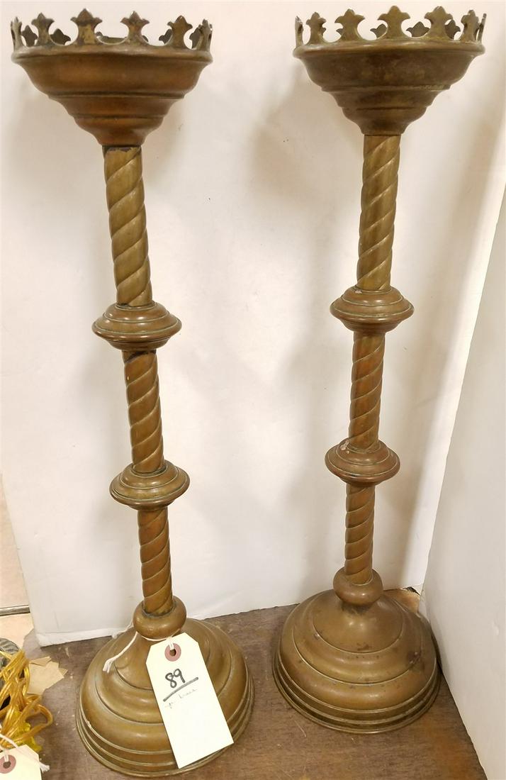 PR. BRASS CANDLESTICKS, 22" (1 of 1)