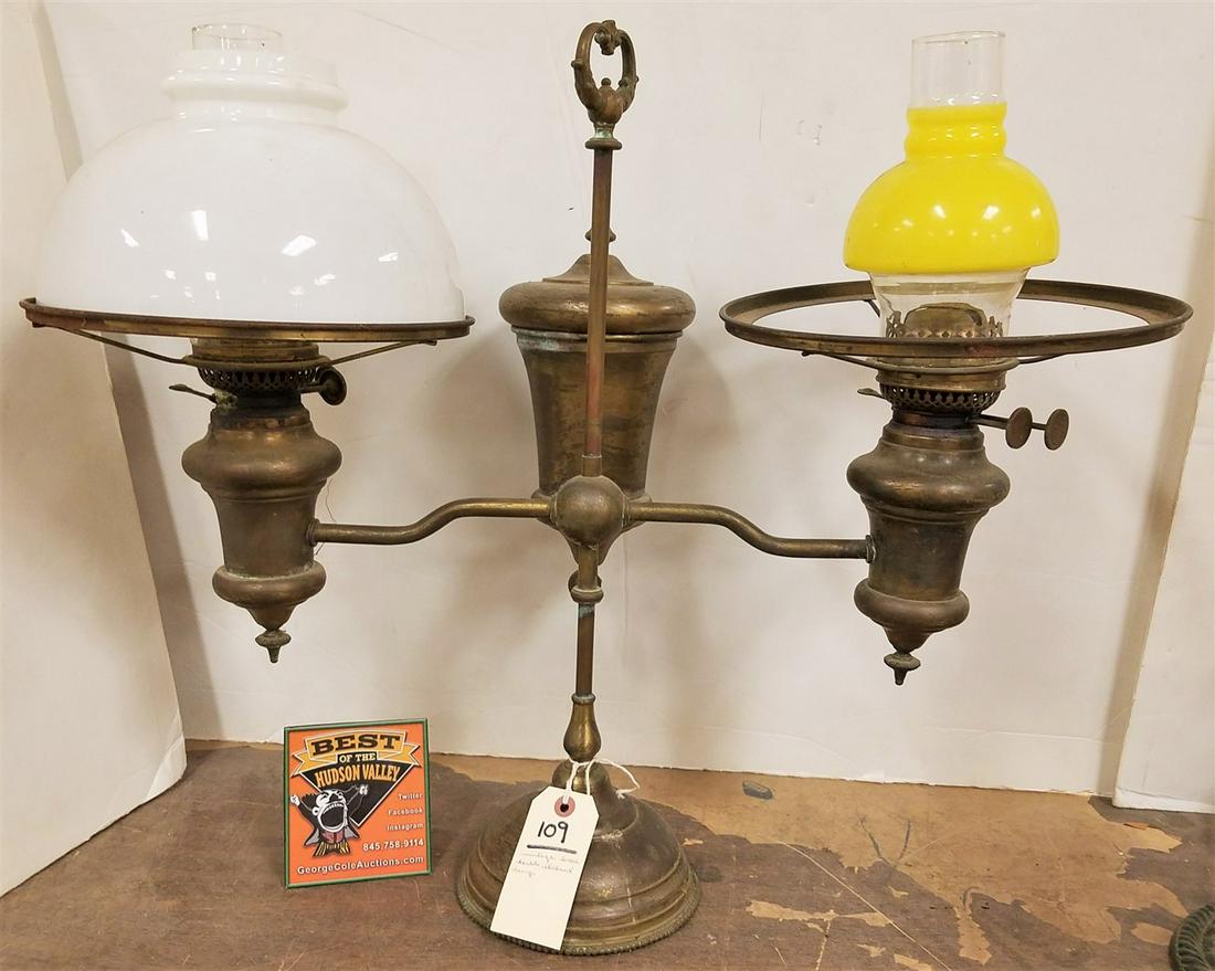 VINTAGE BRASS STUDENT LAMP (1 of 5)