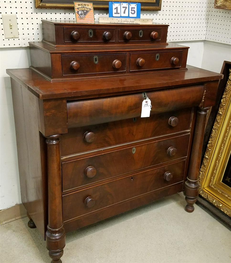 EMPIRE MAHOG. 8 DRAWER CHEST, 47.5"H X 42.5"W X 20"D (1 of 3)