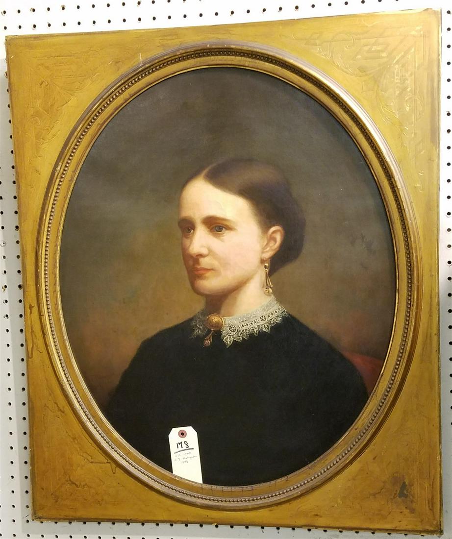 FRAMED O/C PORTRAIT OF A WOMAN, SGND. H.I. THOMPSON (1 of 1)