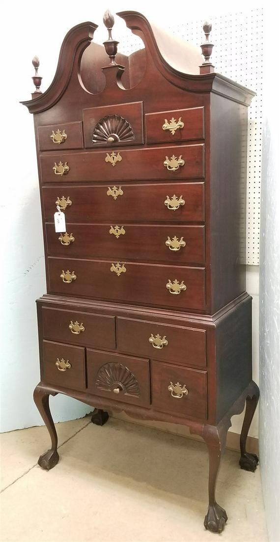 c.1820 MAHOG. CHIPPENDALE STYLE HIGHBOY, 7'3"H X 41"W X (1 of 2)